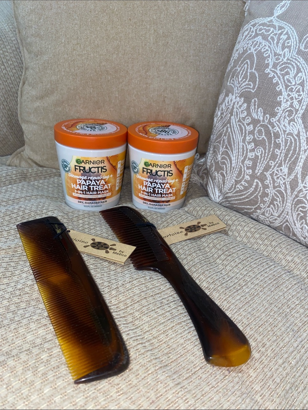 🤎🧡🤎NWT Papaya Nourishing Hair Mask - 3 in 1 Bundle w/2 Tortoise Combs